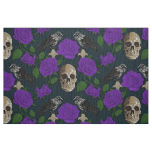 Tecido Vinhas Rosa De Grama Gótico Escuro Raven Roxo
