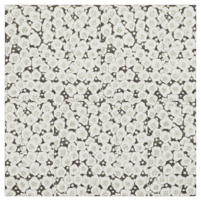 Tecido Vintage 1902 Japonês Floral: Flor Branca Preta (Modelo)