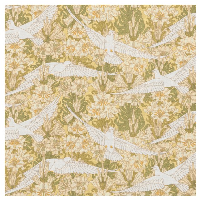 Tecido Vintage Art Nouveau Doves and Lily Patterno (Detalhe)