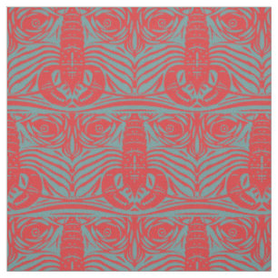 Tecido Vintage Art Nouveau Red Lobster Lion Patterno