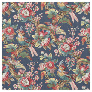 Tecido Vintage Art Nouveau Tropical Parrots Patterno