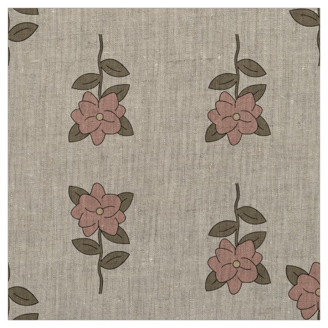 Tecido Vintage Beige Floral Botanical Natural Linen (Modelo)