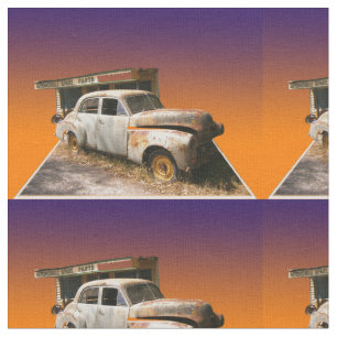 Tecido Vintage, Carro Russo E Garagem,