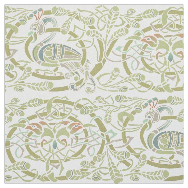 Tecido Vintage Celtic Knot Peacock Padrão Frieze (Modelo)