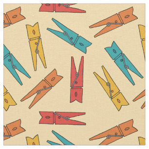 Tecido Vintage Clothespins Laundry Room Padrão