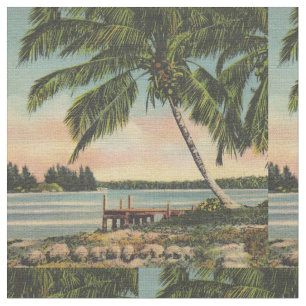Tecido Vintage Coconut Palms Tropical Breeze Sunset