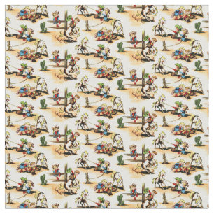 Tecido Vintage Cowboy - Cowgirl - Horses - Western Ranch