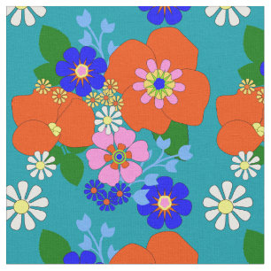 Tecido Vintage Floral Colorida Padrão