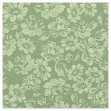 Vintage Floral French Country Green Flowers