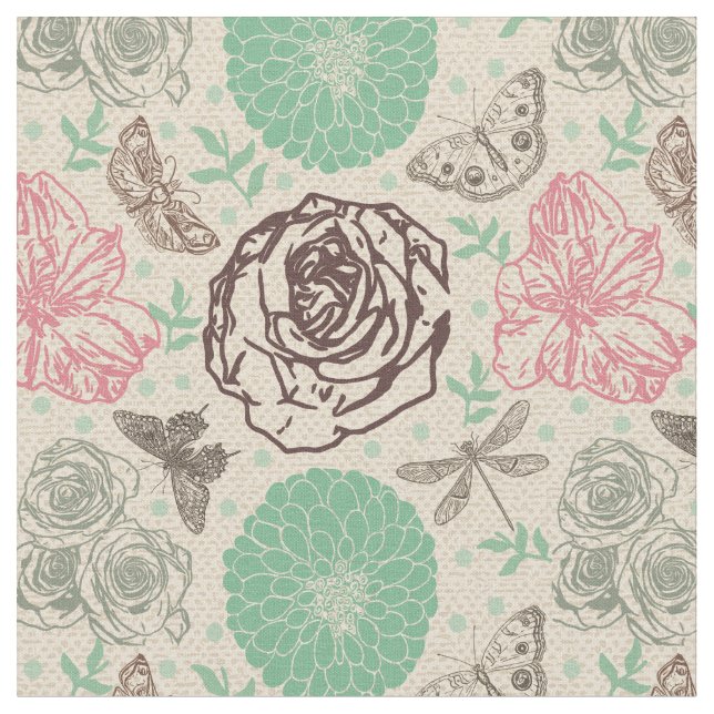 Tecido Vintage Floral Garden Patterno (Detalhe)