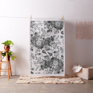 Tecido Vintage Floral Toile Botânica Posy Cotton Twill