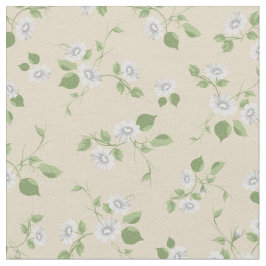 Tecido Vintage Floral White Daisies França Creme