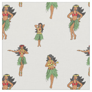 Tecido Vintage Hula Dançando Raparigas Havaianas Padrão