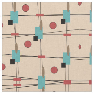 Tecido Vintage Inspirou Retro Moderno do Século Médio