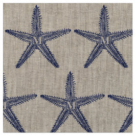 Tecido Vintage Marinho Azul Starfish Monograma Linen Cost