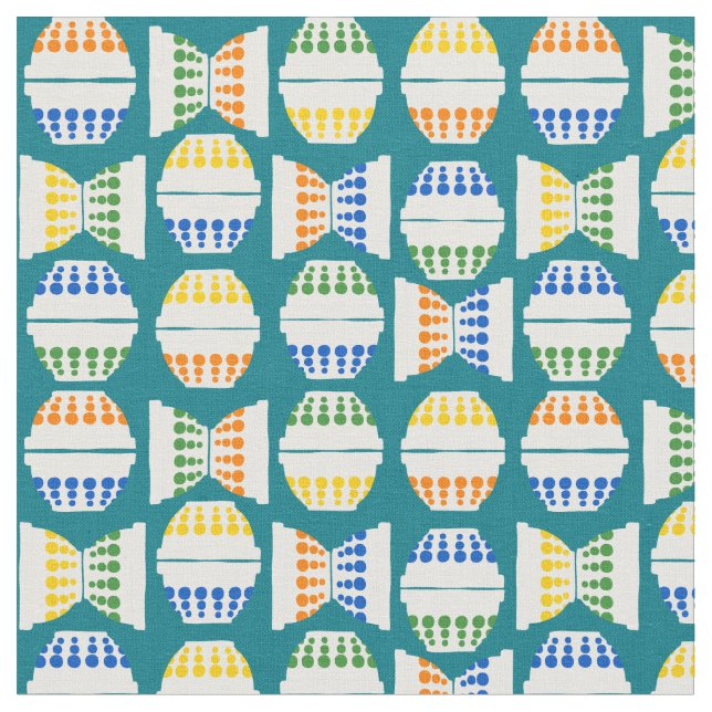 Tecido Vintage Misturando Bowls com Bolinhas Padrão (Detalhe)