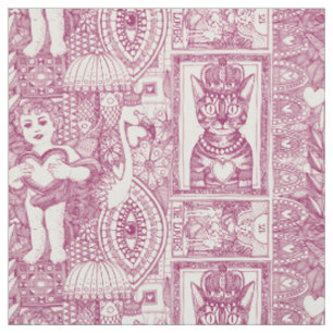 Tecido vintage namorados kitsch cereja rosa