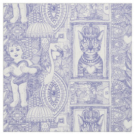 Tecido vintage namorados kitsch periwinkle blue