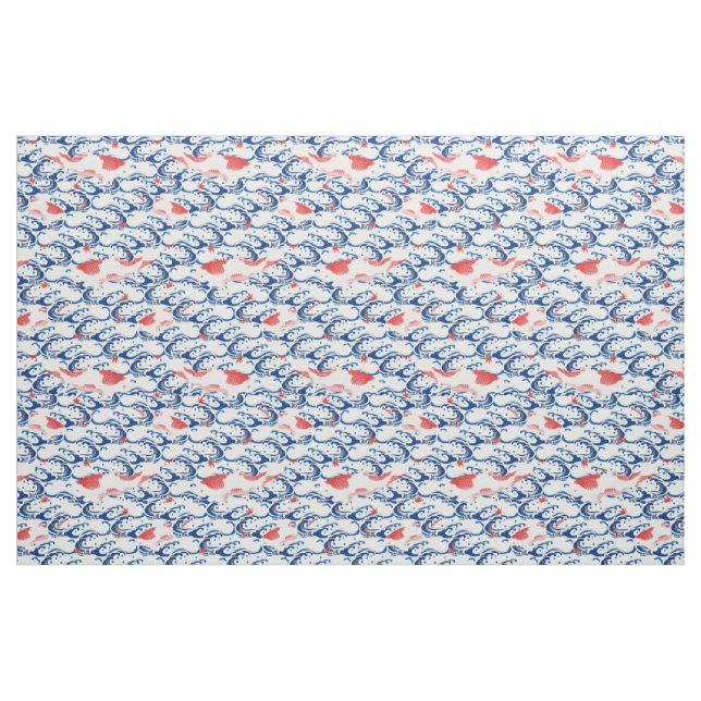 Tecido Vintage padrão japonês - Peixe Koi (Jarda)