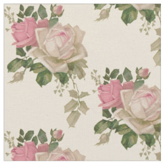 Tecido Vintage Pink & Cream Rosas