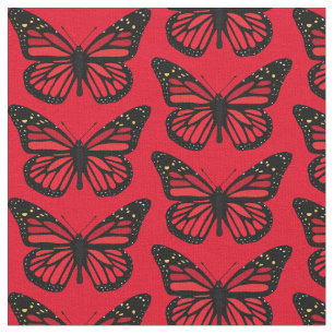 Tecido Vintage Red Butterfly Nature Themed