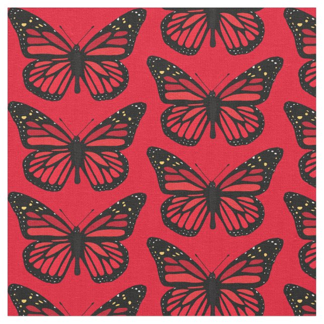 Tecido Vintage Red Butterfly Nature Themed (Detalhe)