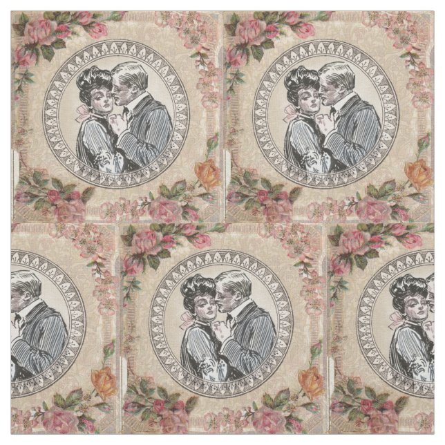 Tecido Vintage Romance Casal: Antigos Rosas Apaixonados G (Modelo)