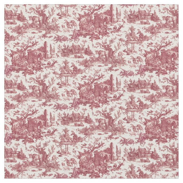 Tecido Vintage Rustic Fazenda Francesa Toile-Red & Tan (Detalhe)