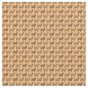 Tecido Vintage Sheep Art Illustrated CUSTOM COR