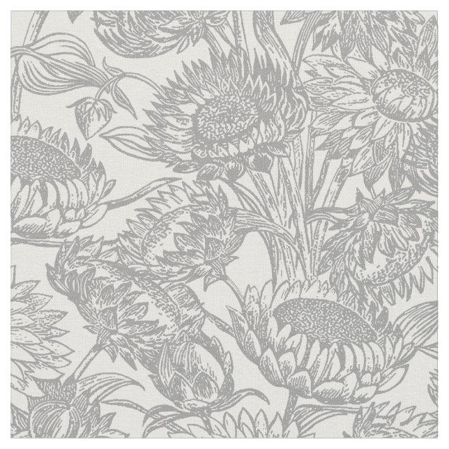 Tecido Vintage Sunflower Toile Cinza (Detalhe)