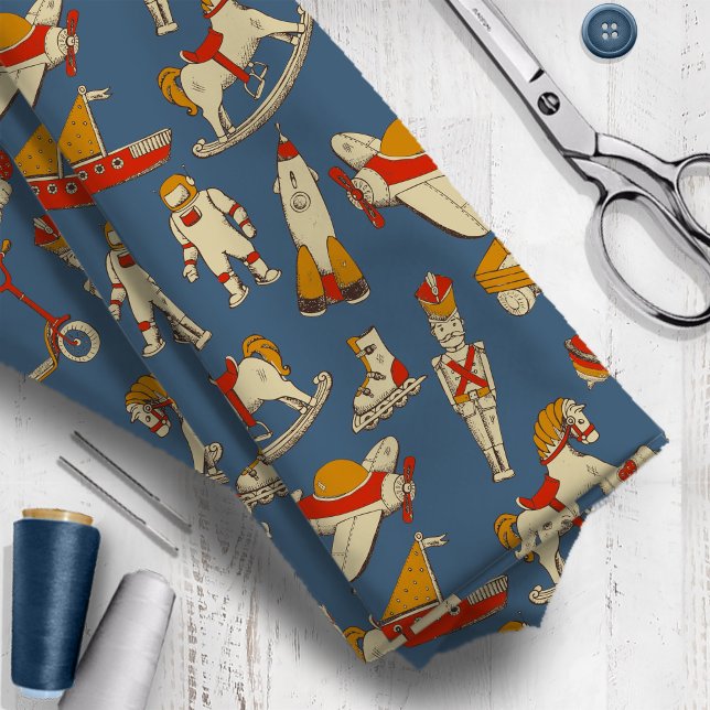 Tecido Vintage Toy Pattern Red/Dourado ID783 (Criador carregado)