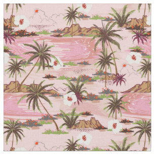 Tecido Vintage, tropical, havaiano inspirado rosa