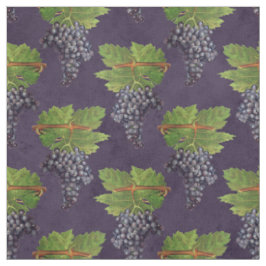 Tecido Vintage Uvas e Vinhas em Roxo