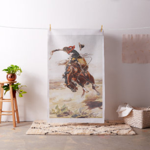 Tecido Vintage Western Cowboy Em Bucking Horse-Lg. Impres