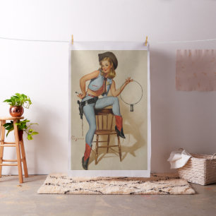 Tecido Vintage Western Cowgirl Xerife Jail Keys-Lg Impres