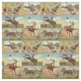 Tecido Vintage Western Rodeo Evita Cowboys Horses Bulls