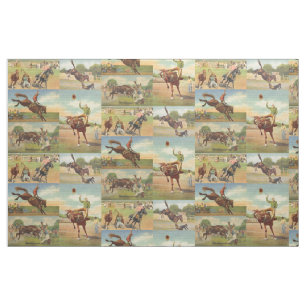Tecido Vintage Western Rodeo Evita Cowboys Horses Bulls