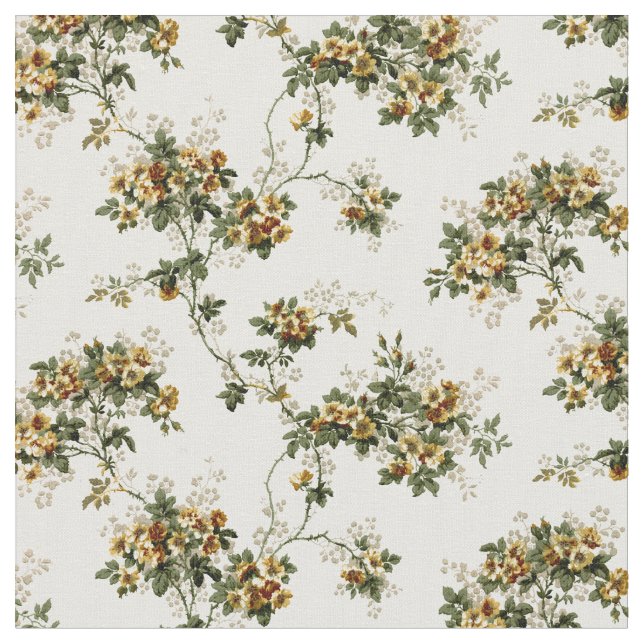 Tecido Vintage Yellow Blossoms English Floral Patterno (Detalhe)