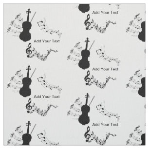 Tecido Violino branco e preto elegante com notas musicais
