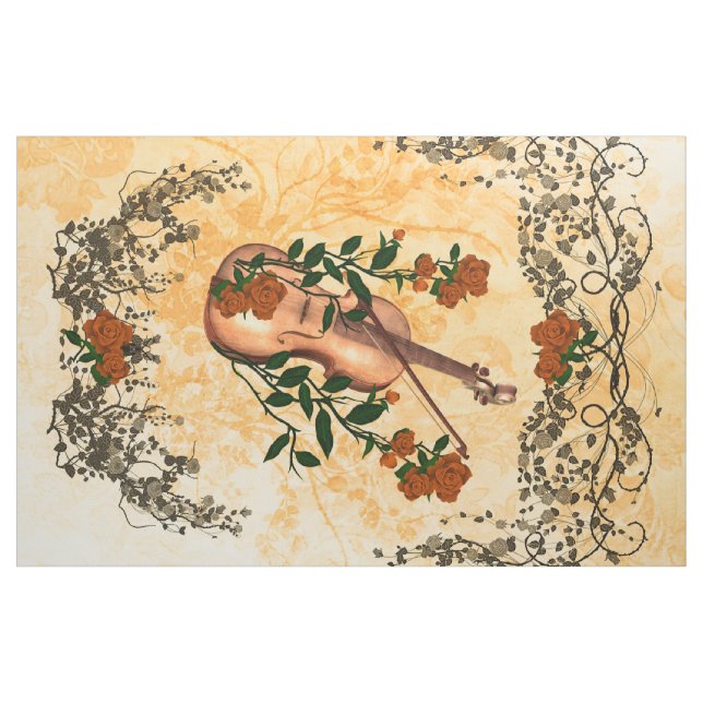 Tecido Violino impressionante com arco de violino (Jarda)