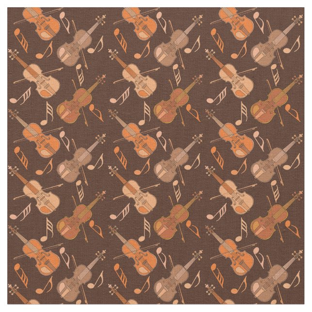 Tecido Violinos Angled Music Notes Brown (Detalhe)