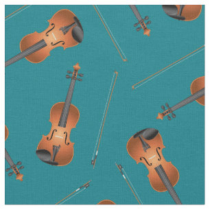 Tecido Violinos Musical Room Decor Teal