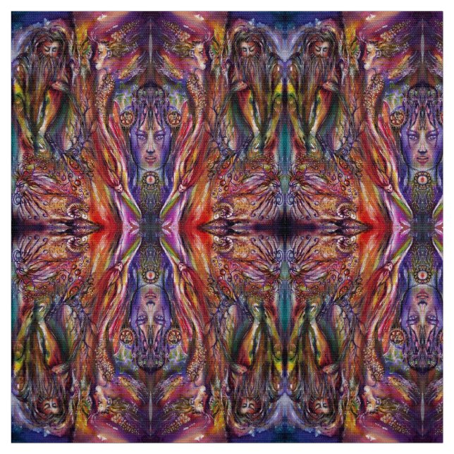 Tecido VIVIEN E MERLIN, cor-de-rosa, fantasia azul roxa (Modelo)