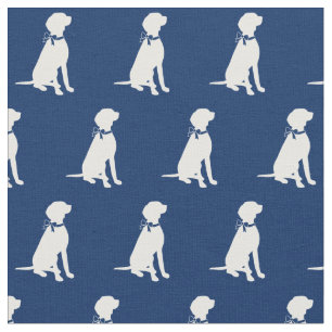 Tecido Vizsla Dog Silhouette Marinho Azul