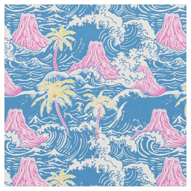 Tecido Vulcões De Pré-Papoila No Meio Do Oceano (Detalhe)