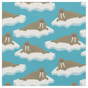 Tecido Walrus no Icebergs, azul-turquesa patenteado