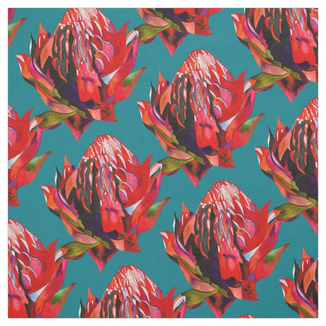 Tecido Waratah, cor-de-água natural da Austrália (Modelo)
