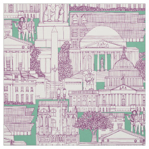 Tecido Washington DC toile roxo hortelã