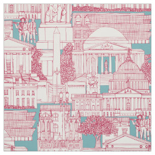 Tecido Washington DC toile viva magenta turquesa