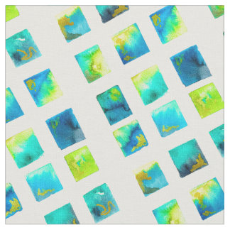Tecido watercolor blue and green squares